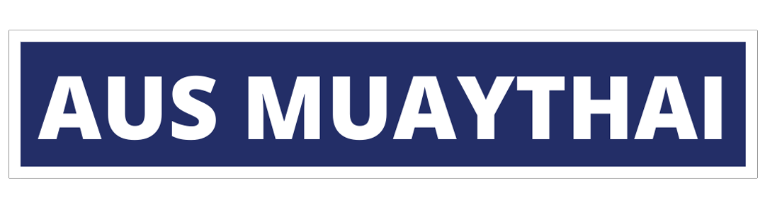 aus muaythai logo white text on blue rectangle